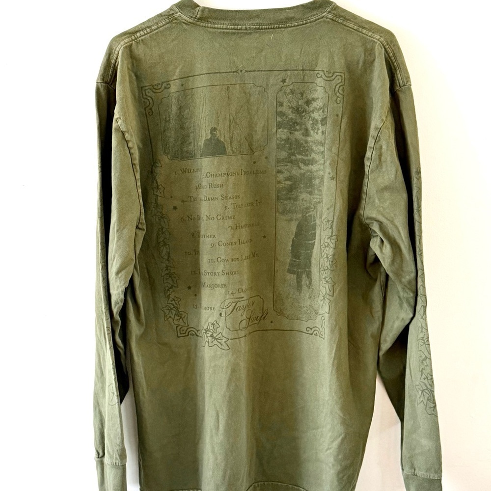 Taylor Swift Evermore Rare Officisl Olive Green Long-Sleeve Crewneck Shirt, XL - Picture 5 of 5
